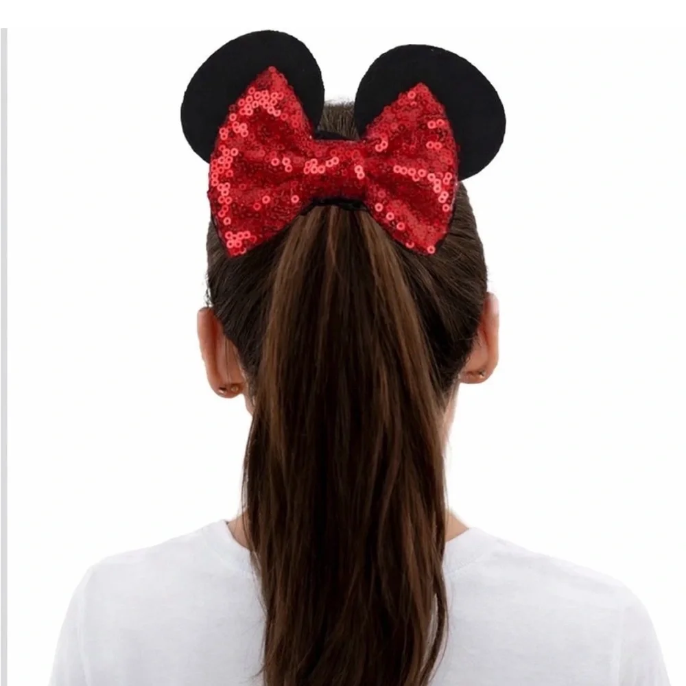 Minnie Ears Velvet Scrunchie Ponytail Holder